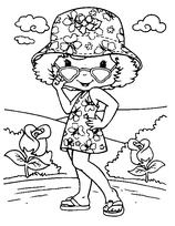 coloriage charlotte aux fraises en tenue de plage